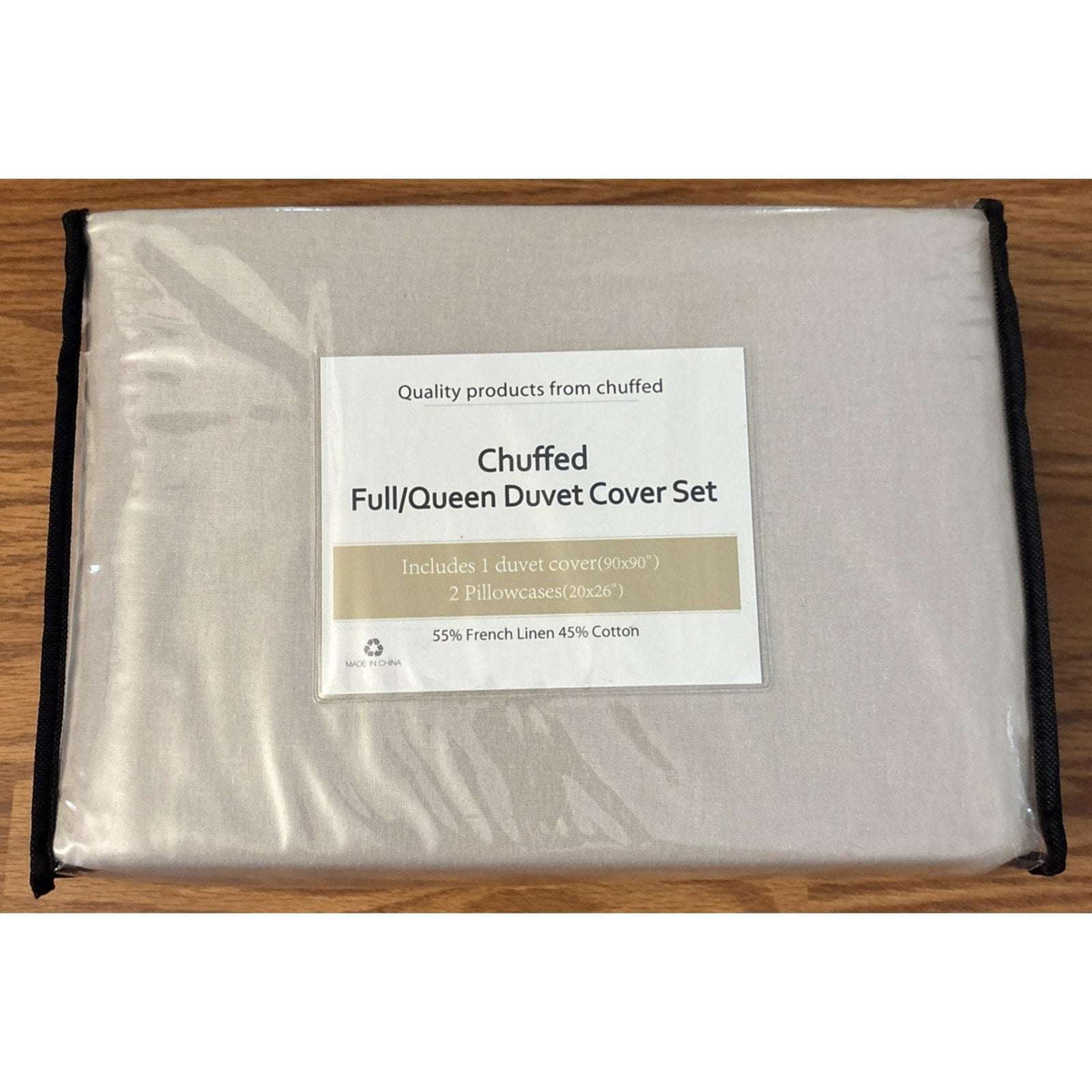 CHUFFED 54% French Linen 45% Cotton Duvet Cover Set 3PC Full/Queen Natural Linen