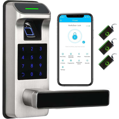 HARFO A01 Fingerprint Touchscreen Keyless Smart Lever Door Lock Satin Nicke App