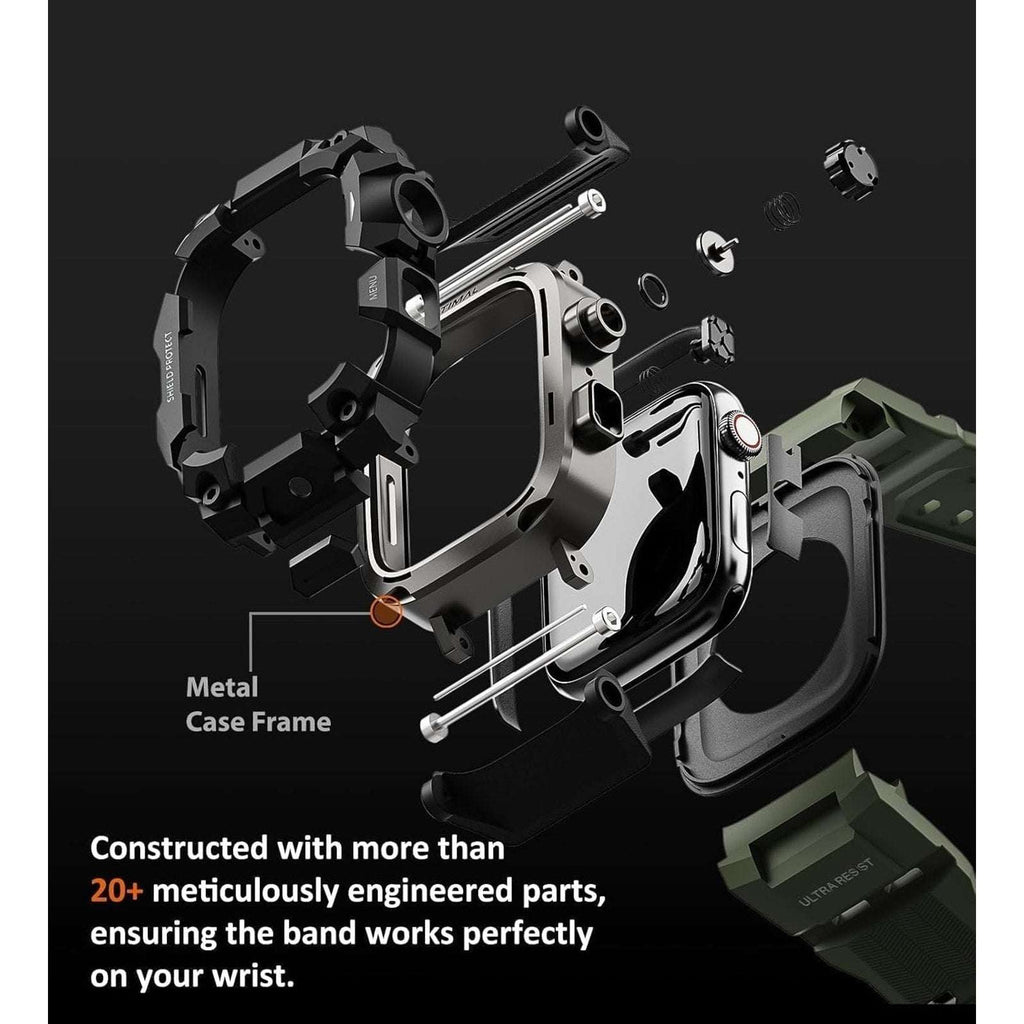 ULTIMAL Rugged Shockproof Case +Band for Apple Watch 45mm Series 9/8/7 ArmyGreen