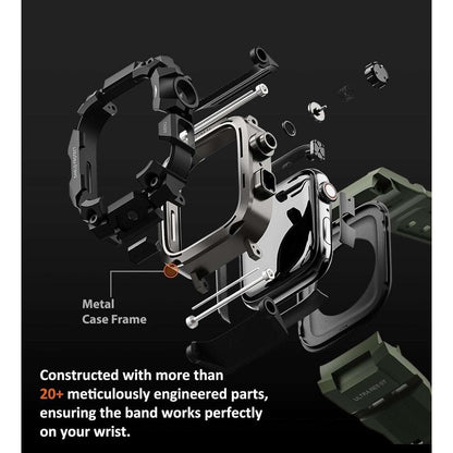 ULTIMAL Rugged Shockproof Case +Band for Apple Watch 45mm Series 9/8/7 ArmyGreen