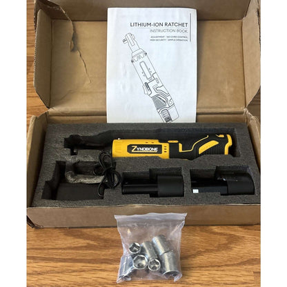 12V Cordless Electric Ratchet Wrench 3/8" Rechargeable w/ 2 Batteries & Charger
