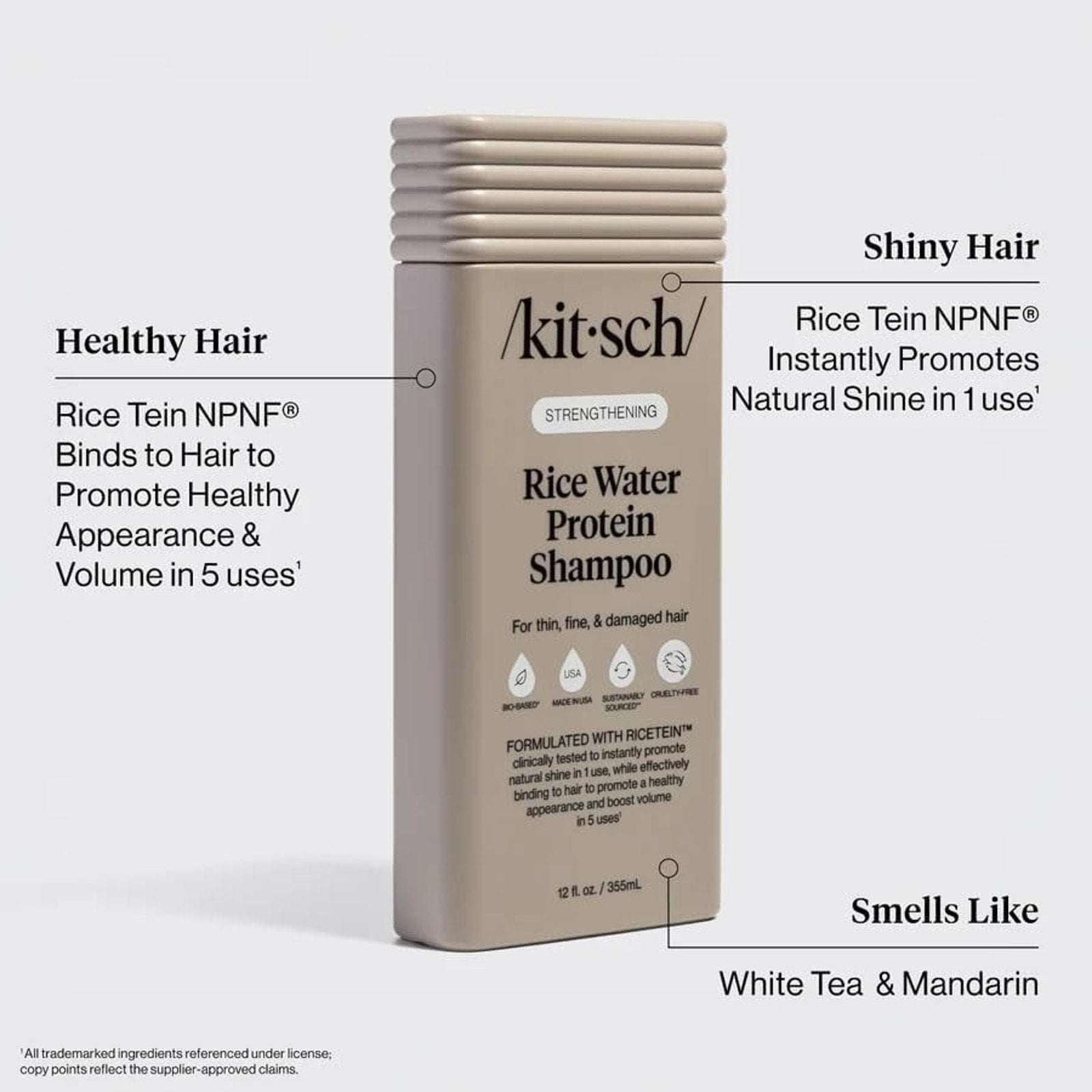 Kitsch Strengthening Rice Water Protein Shampoo Thin, Fine & Damaged Hair 12.3oz