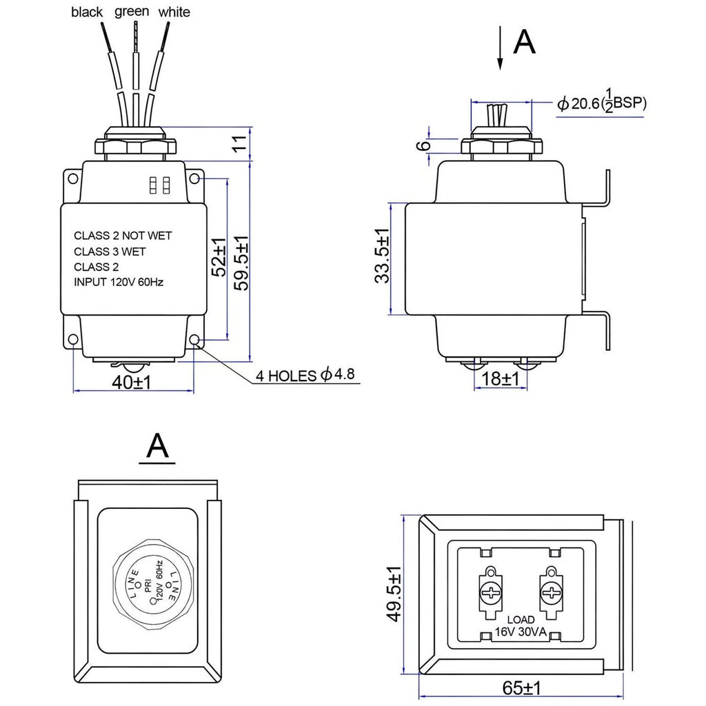 MAXDOT Doorbell Transformer 16V 30VA For Ring Wired Video Doorbell UL Certified