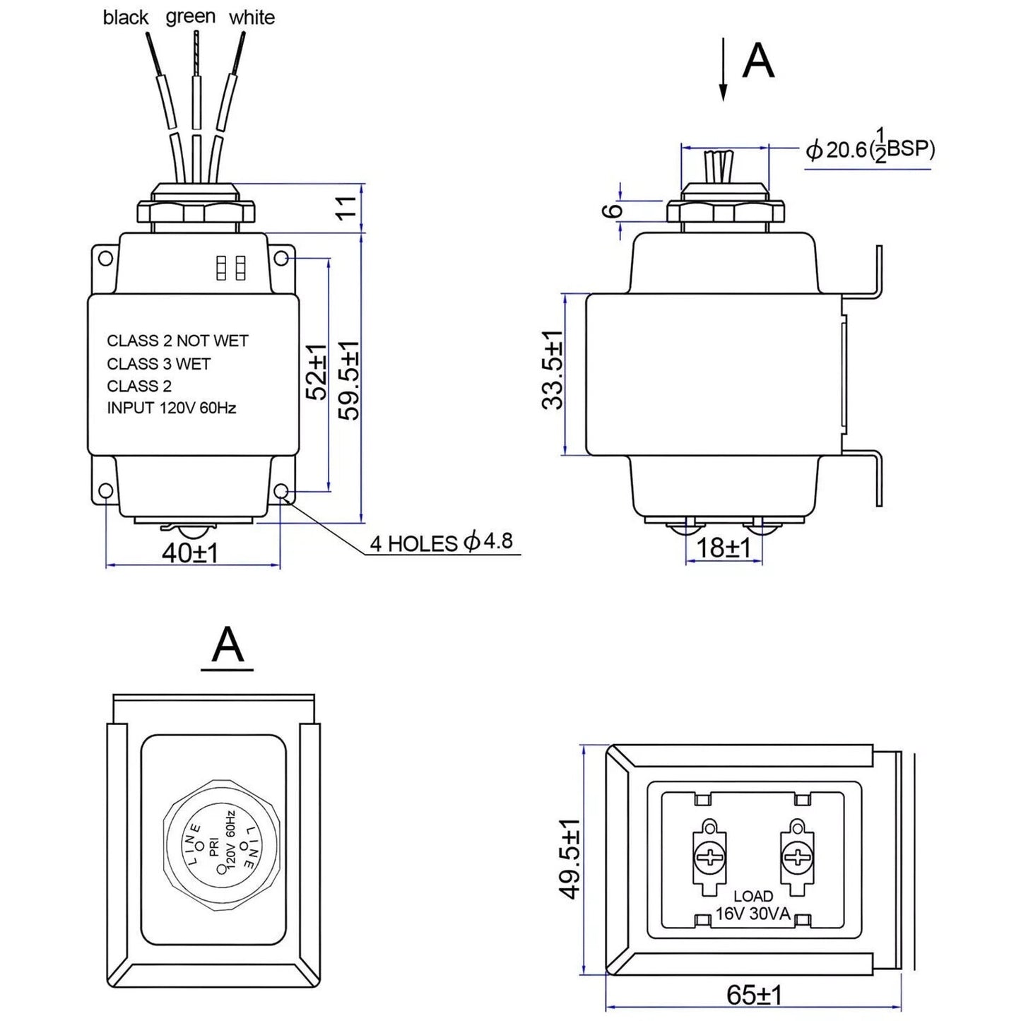 MAXDOT Doorbell Transformer 16V 30VA For Ring Wired Video Doorbell UL Certified