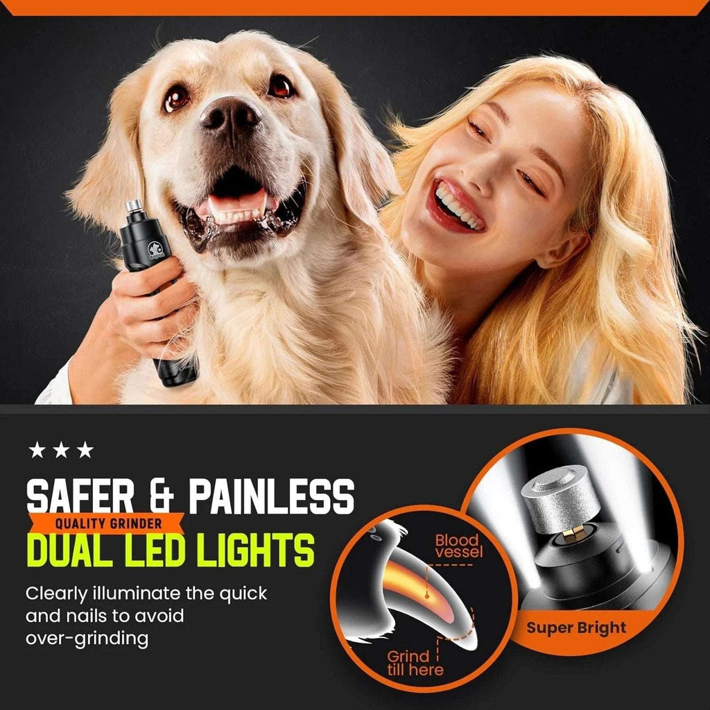 Lopsic Dog Nail Grinder Professional Electric w/ Lights Rechargeable Pet Trimmer