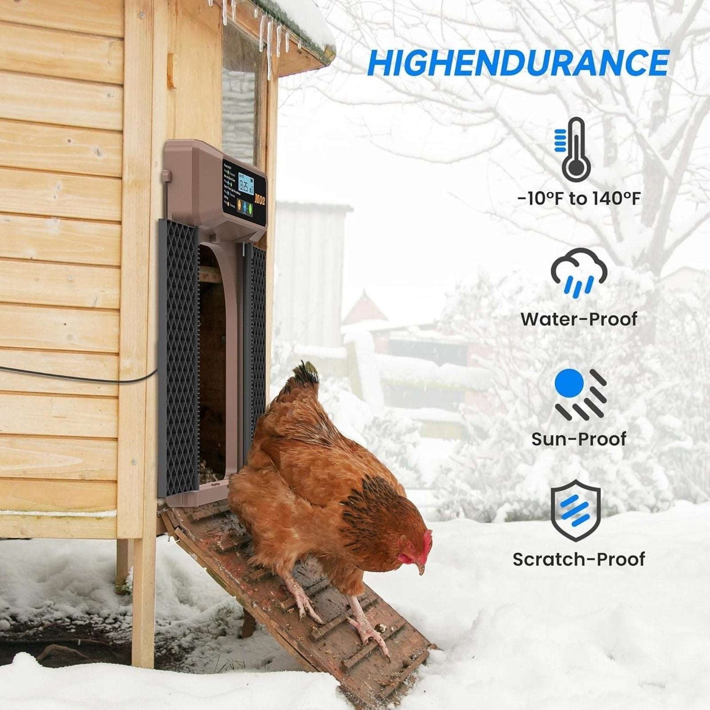 Automatic Solar Powered Electric Chicken Coop Double Door Remote, Light Sensors+