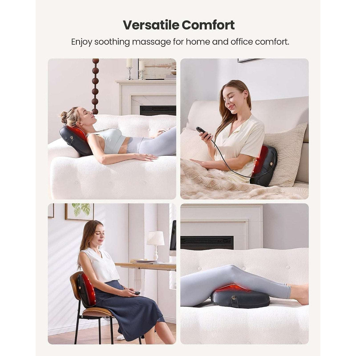 KNQZE 3-in-1 Shiatsu Back Massager Heated Lumbar Support 4D Kneading Deep Tissue