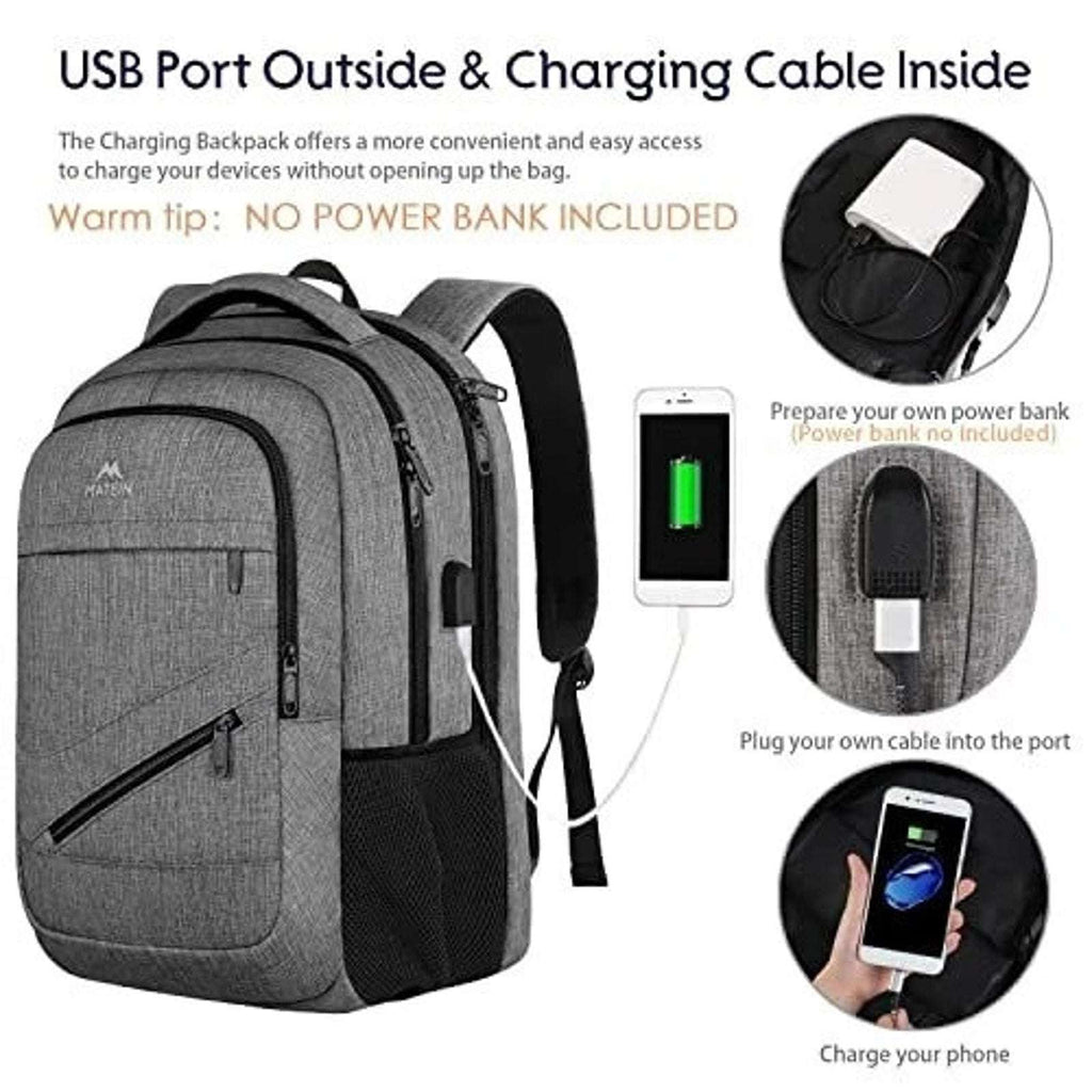 MATEIN 18.5 Inch Laptop TSA Approved Backpack, Extra Large Gray/Black w USB Port