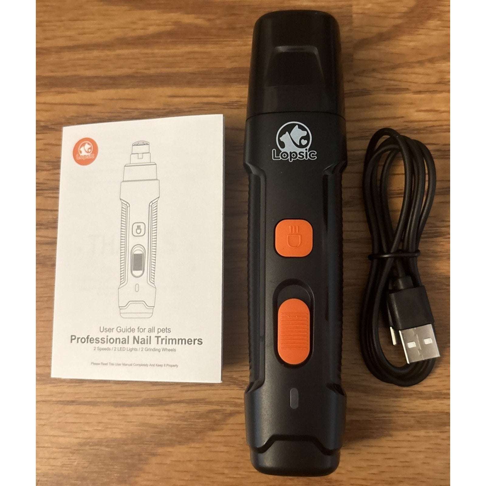 Lopsic Dog Nail Grinder Professional Electric w/ Lights Rechargeable Pet Trimmer