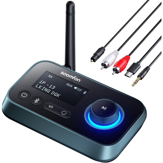 Soomfon Wireless Audio Adapter 3-in-1 Bluetooth 5.0 Transmitter Receiver w LCD D