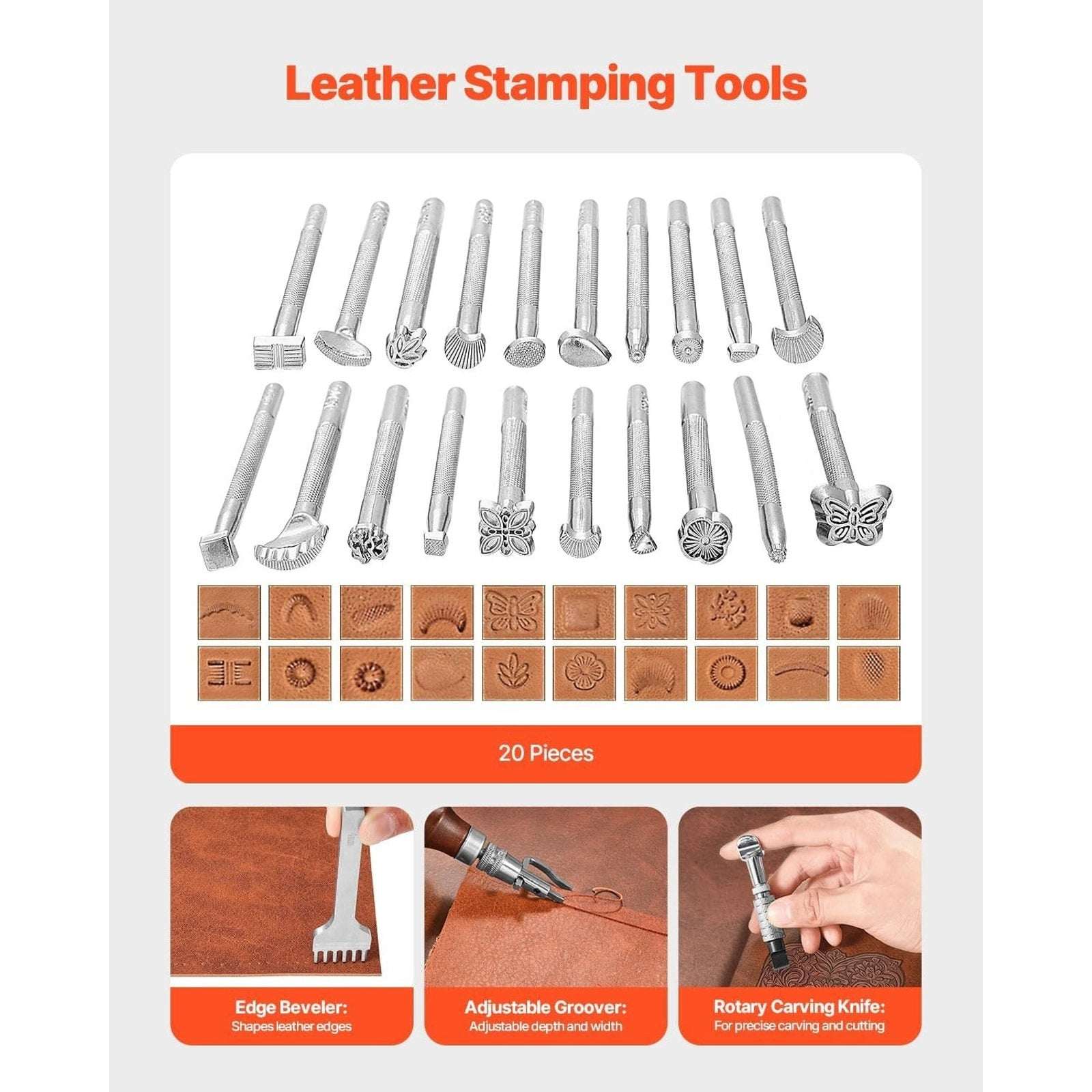 VEVOR Leather Working Tools Kit 92PC Engraving Punching Stamping Sewing w/ Case