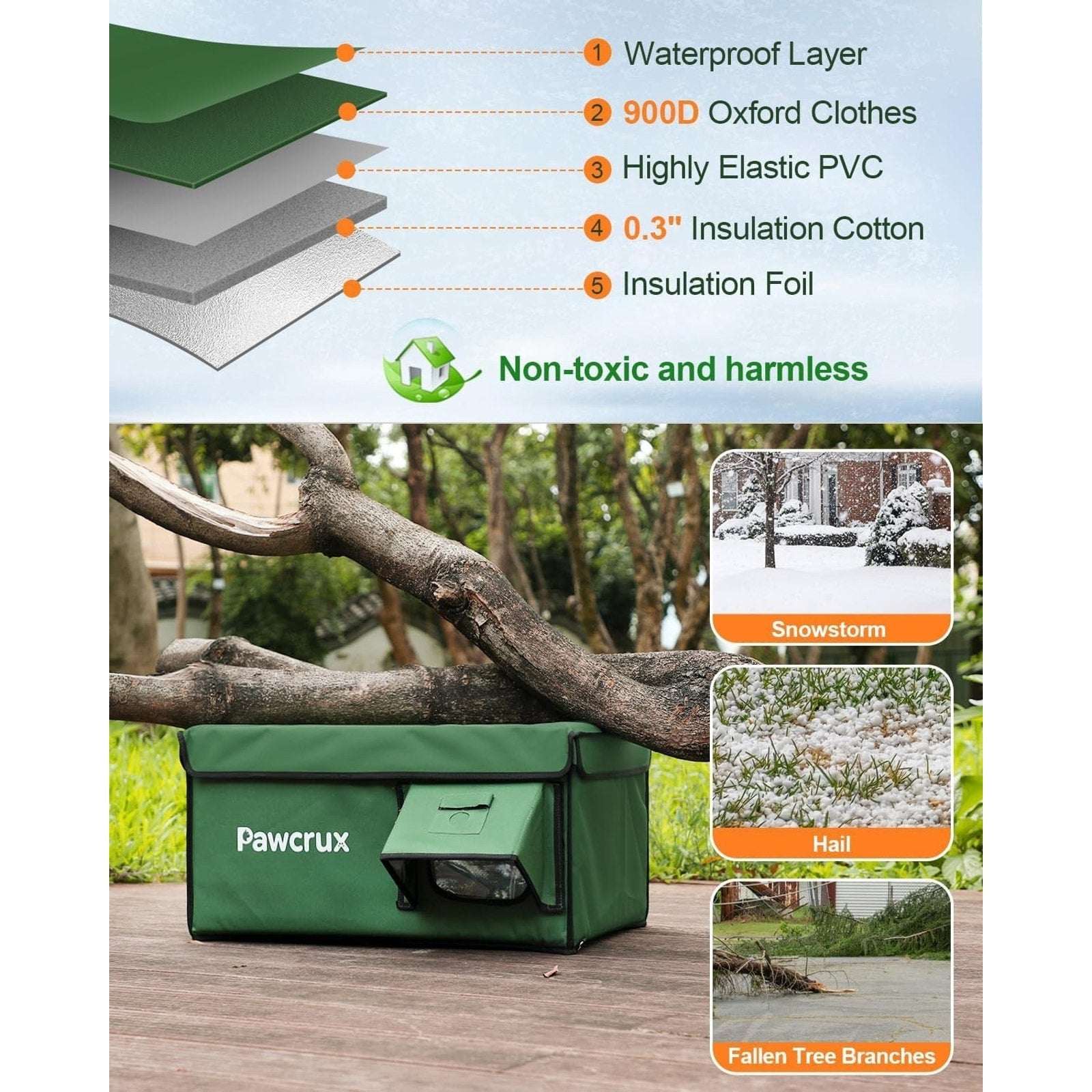 Outdoor Heated Cat House Weatherproof Winter Shelter w/ Escape Door, Heating Pad
