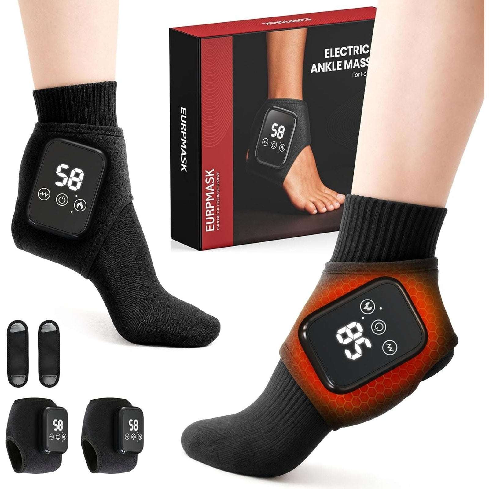 Foot Renew Ankle and Foot Massager Cordless 3-Level Vibration & Heat & Extenders
