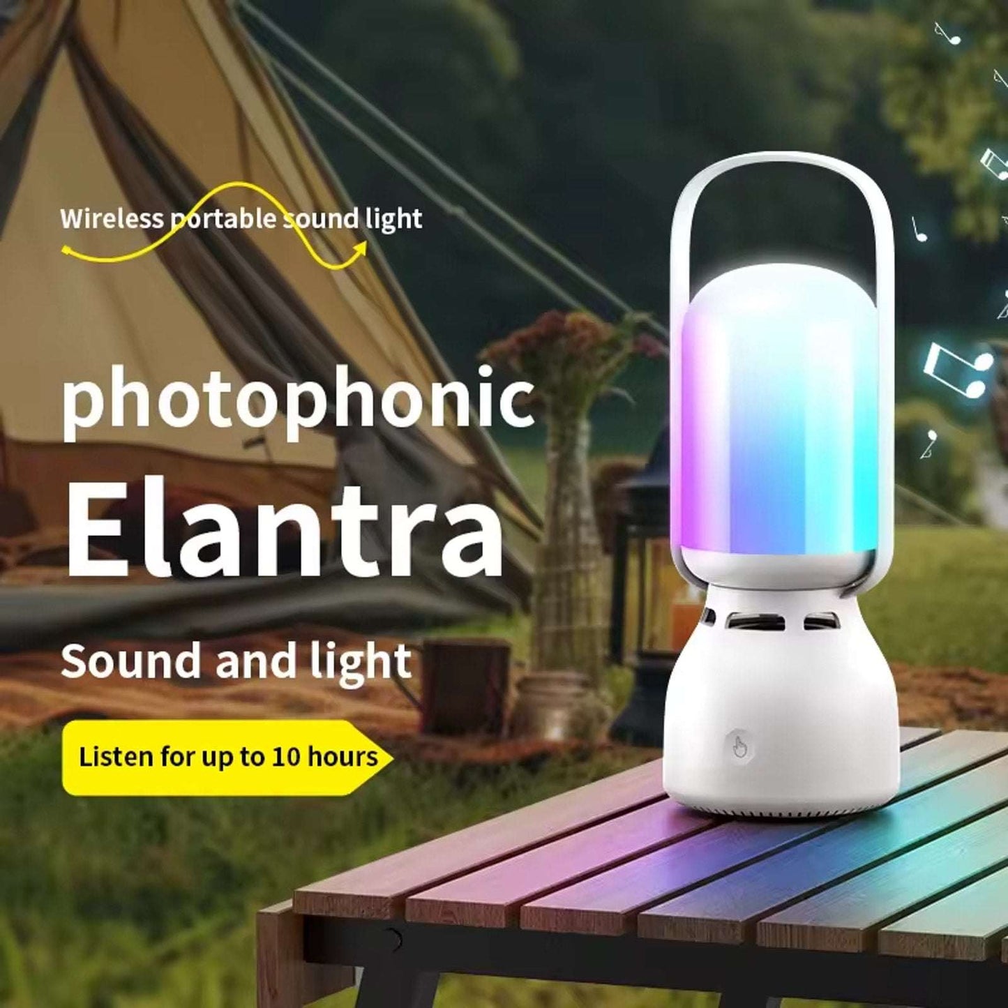 Rechargeable Camping Tent Lantern with Bluetooth Speaker Outdoor Table RGB Light