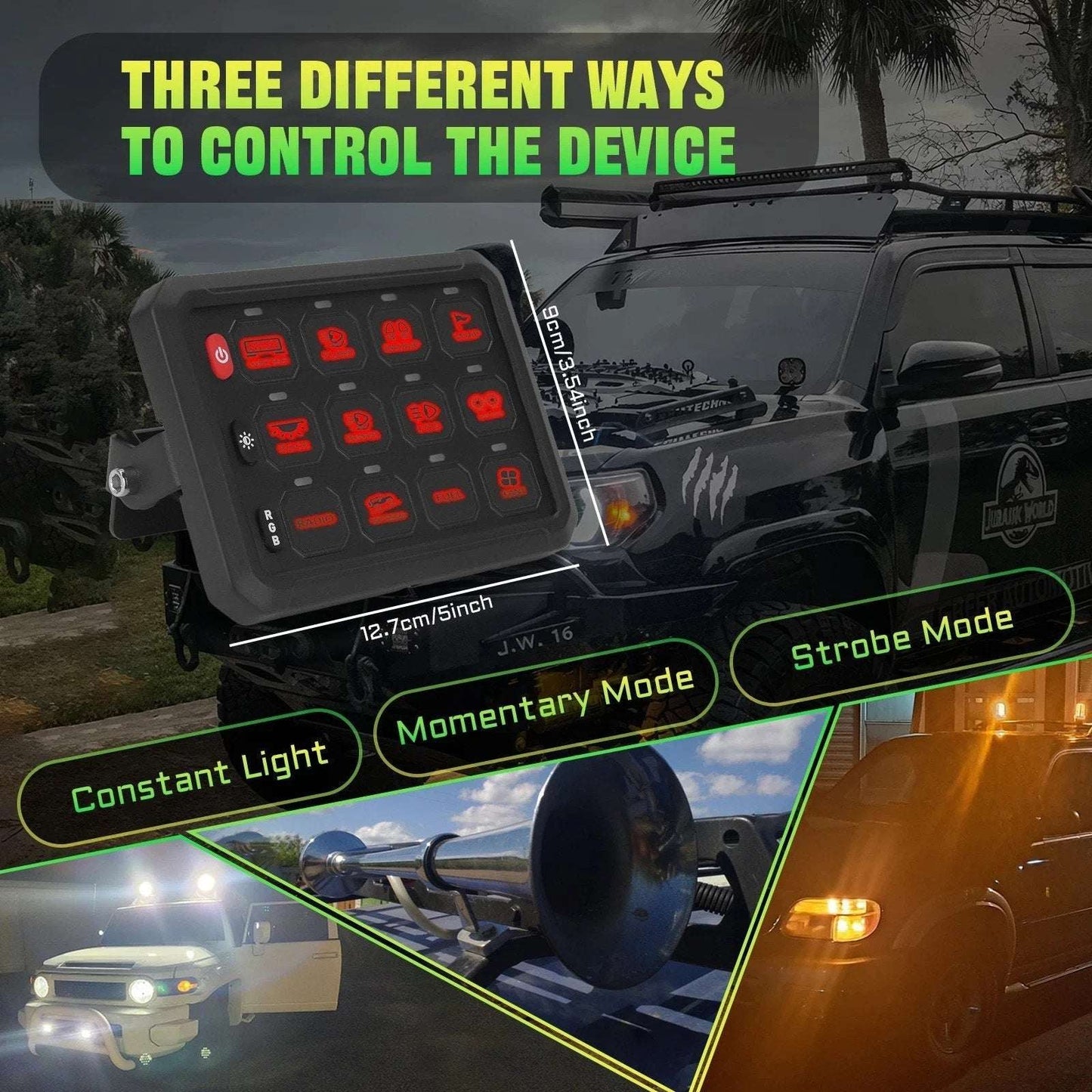 Universal 12 Gang Car Truck Boat RGB Switch Panel LED Circuit Control Kit 12/24V