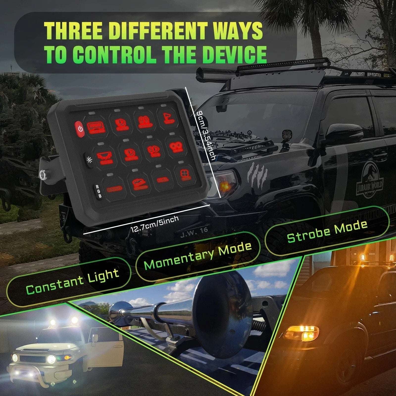 Universal 12 Gang Car Truck Boat RGB Switch Panel LED Circuit Control Kit 12/24V