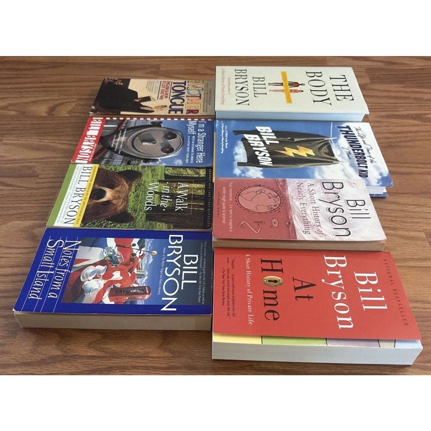 BILL BRYSON - LOT OF 8 BOOKS INCLUDING A WALK IN THE WOODS (2HCDJ, 6 PB) 1st Ed.