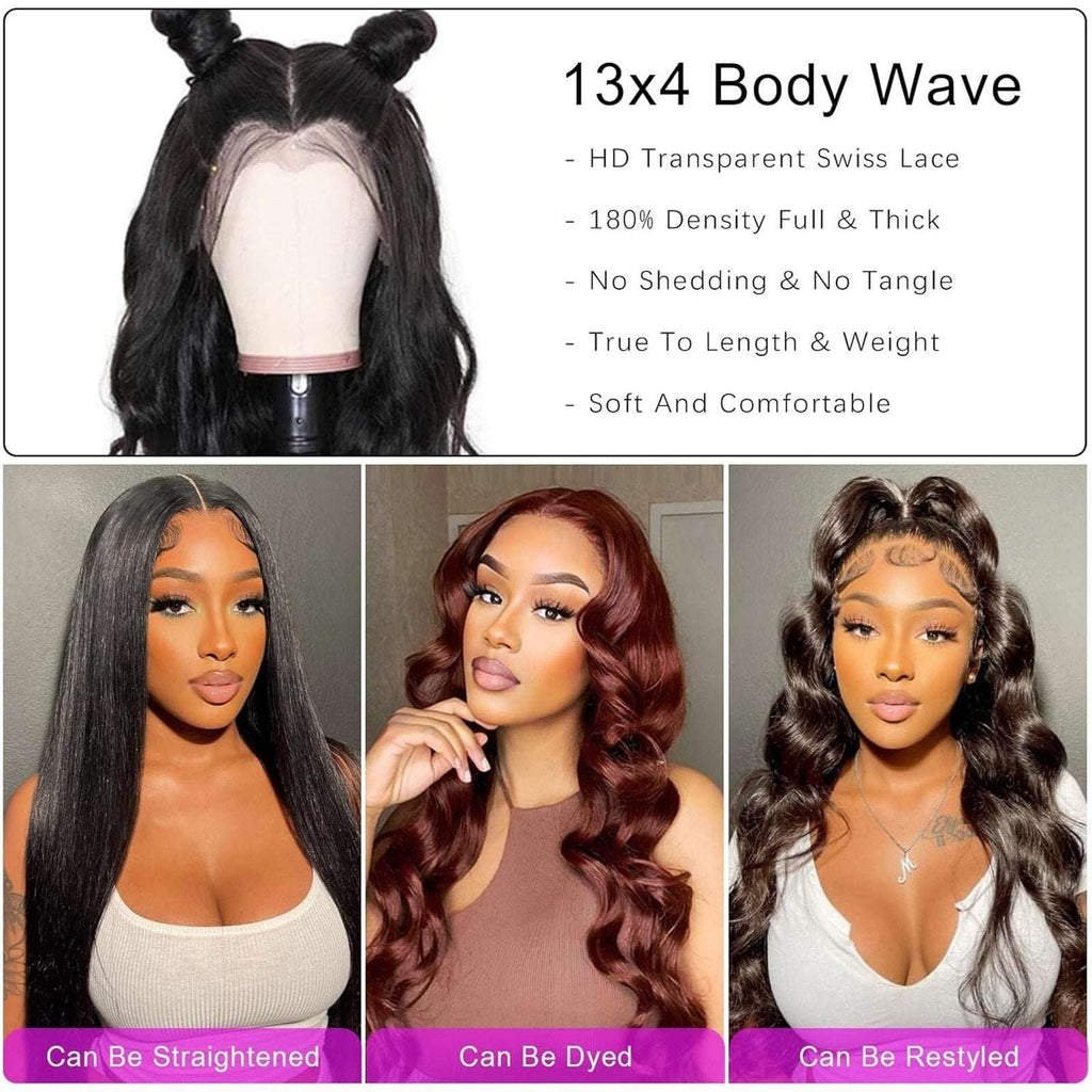 30 Inch Body Wave HD 13x4 Lace Front Wigs Human Hair Pre Plucked 180% Density