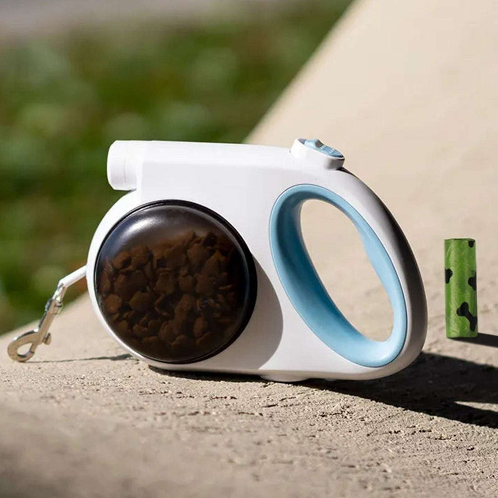 5in1 Retractable Dog Leash w/ Rechargeable LED Light, Poop Bag Holder +2 Bowls