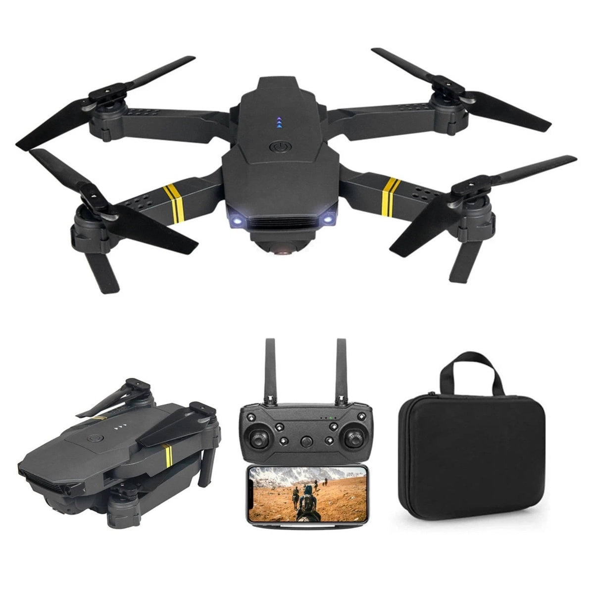 2.4 GHz Black Falcon Drone with 4k Camera Collapsible Quadcopter with Case