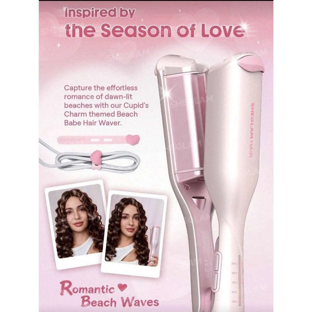 SHEGLAM HAIR Cupid's Charm Beach Babe Hair Waver 1" Smart Timer, Deep U Design
