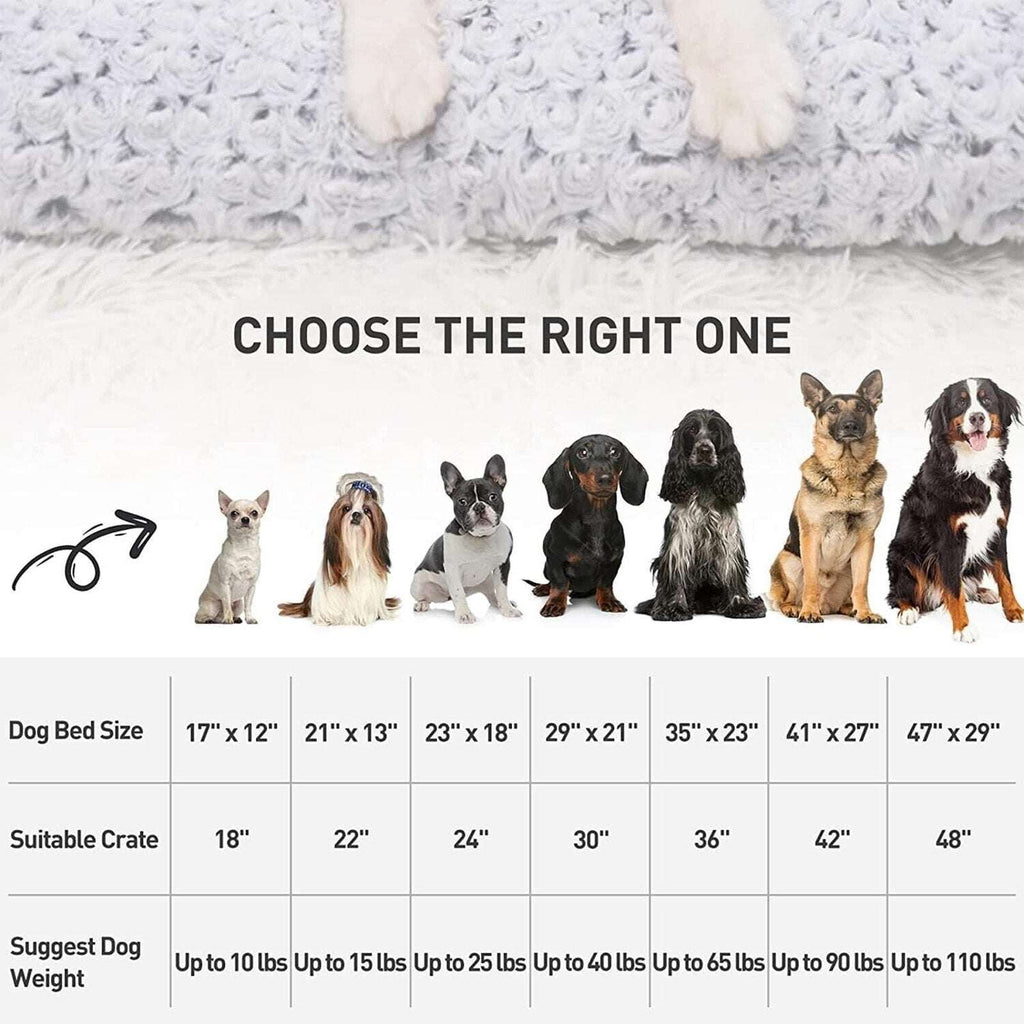 KSIIA Washable Dog Bed Deluxe Soft Plush Kennel Pad Anti-Slip 23" x 18" x3" Grey