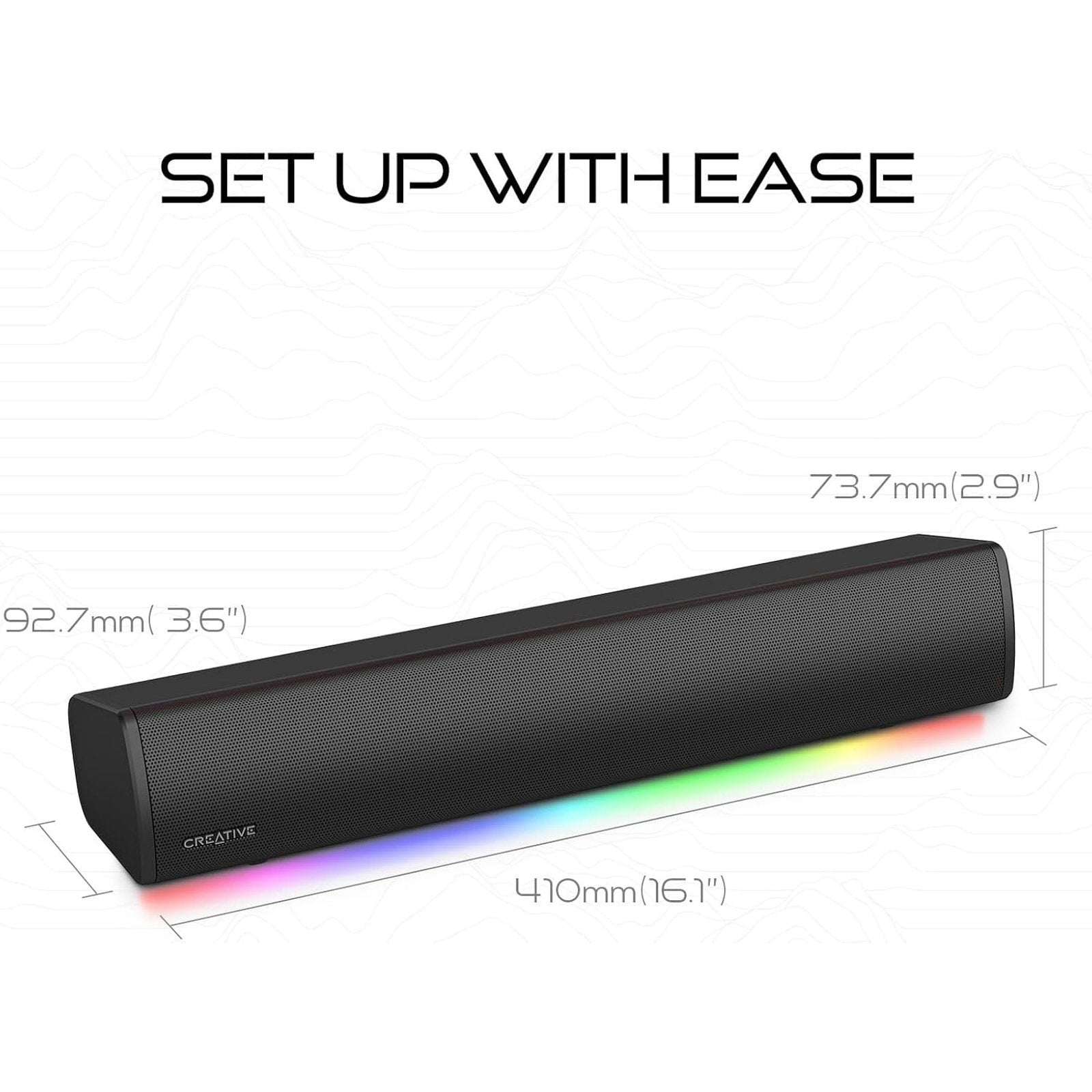 Creative Labs Sound Blaster GS3 Compact RGB Gaming Soundbar w/ Super Wide Tech.