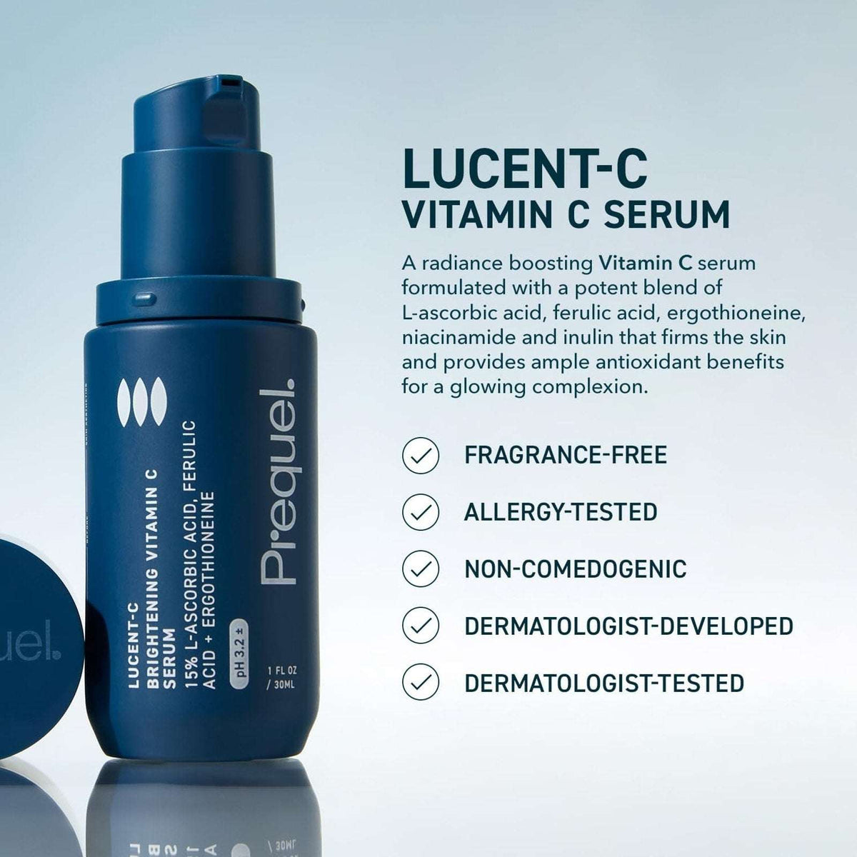 3PC Prequel Skincare Bundle Redness Reform, Lucent-C & AM/PM Modern Moisturizer