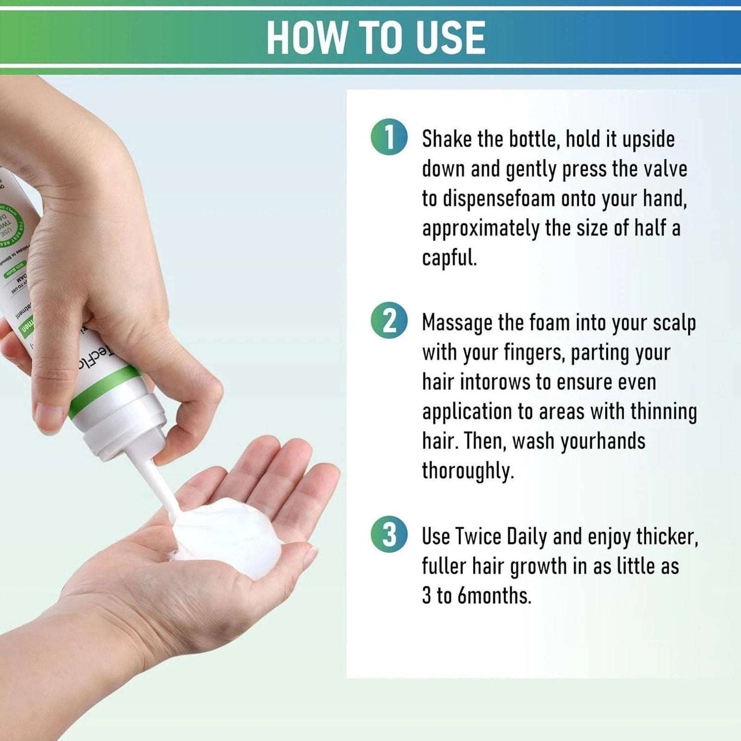 TecFlox 5% Minoxidil Hair Regrowth Foam with Biotin for Men & Women, 6 Months