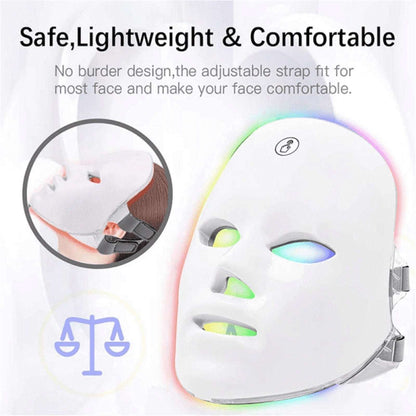 Glokore 7-in-1 LED Wireless Light Therapy Face Mask Device White Open Box New