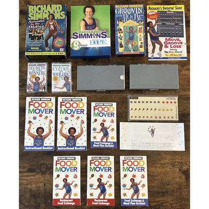 HUGE Richard Simmons LOT - Food Mover Kit, Sweatin to Oldies, Groovin In The Hou