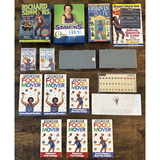 HUGE Richard Simmons LOT - Food Mover Kit, Sweatin to Oldies, Groovin In The Hou