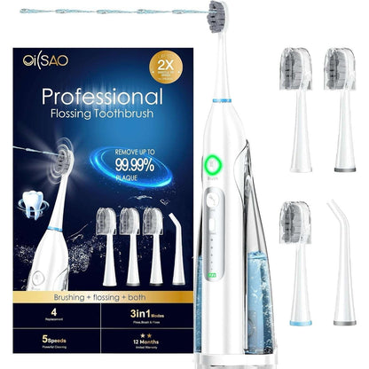 OiSAO Electric Water Flosser & Toothbrush Combo w/ Replacement Heads & Charging