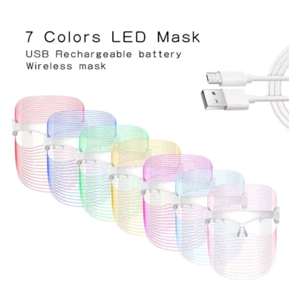 7 Color LED Light Photon Face Neck Mask Rejuvenation Skin Facial Therapy Wrinkle