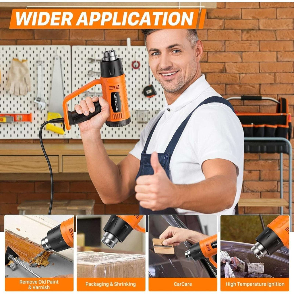 1800W Heavy Duty Heat Gun Fast Heat 752℉ & 1112℉ Dual-Temperature & 4 Nozzles