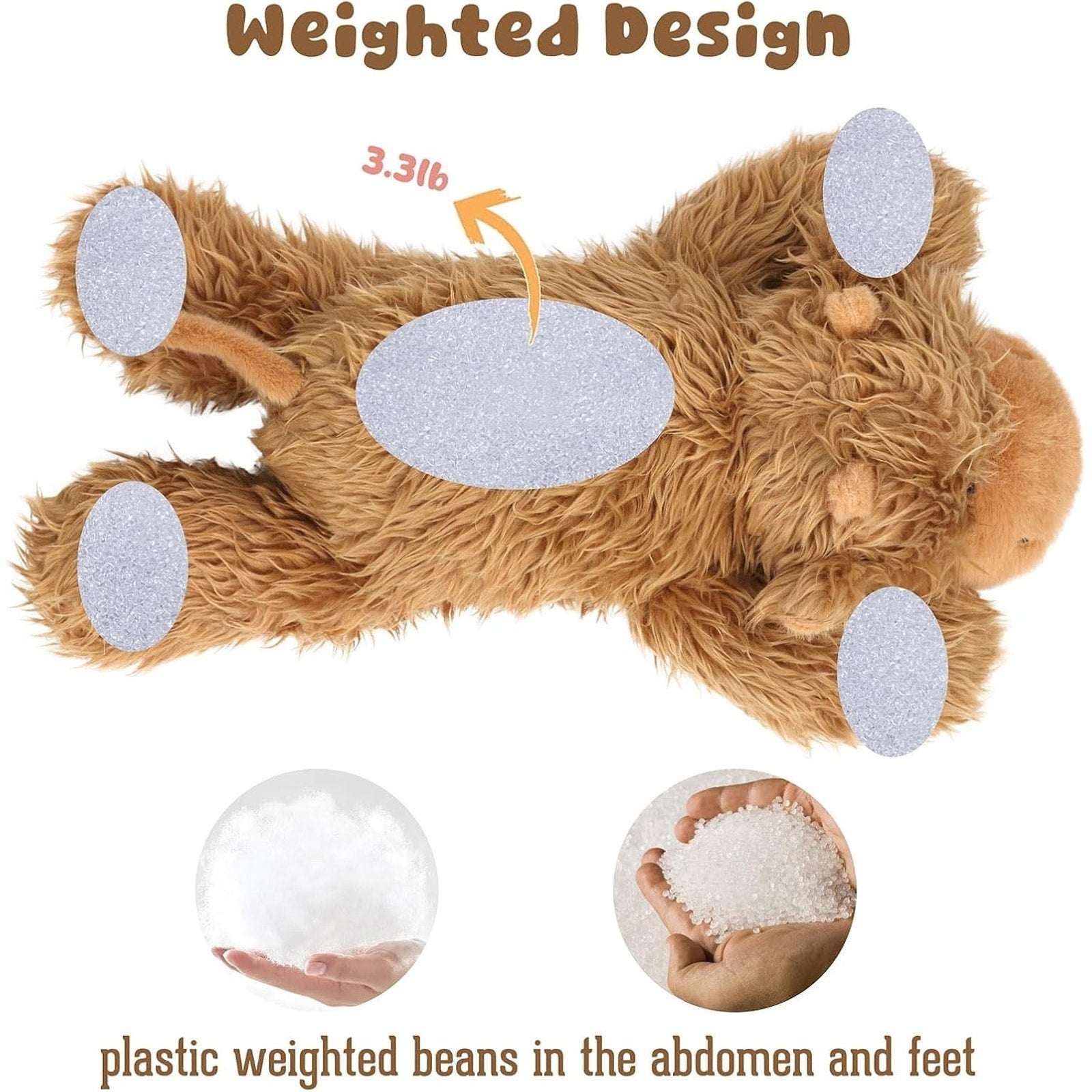 MushyMallow Weighted Highland Cow 20" Stuffed Animal Soft Plush Toy