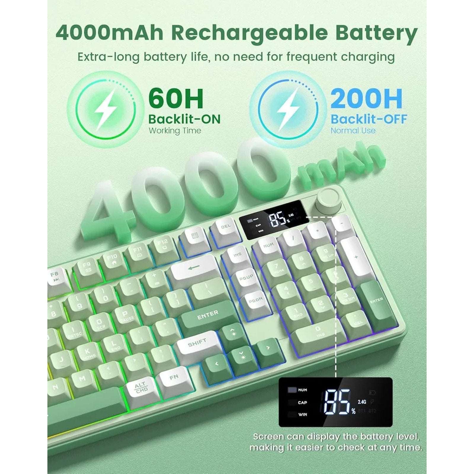 Womier DK98Pro 96% Wireless Tri-Mode RGB Smart Membrane Keyboard MultiMedia Knob