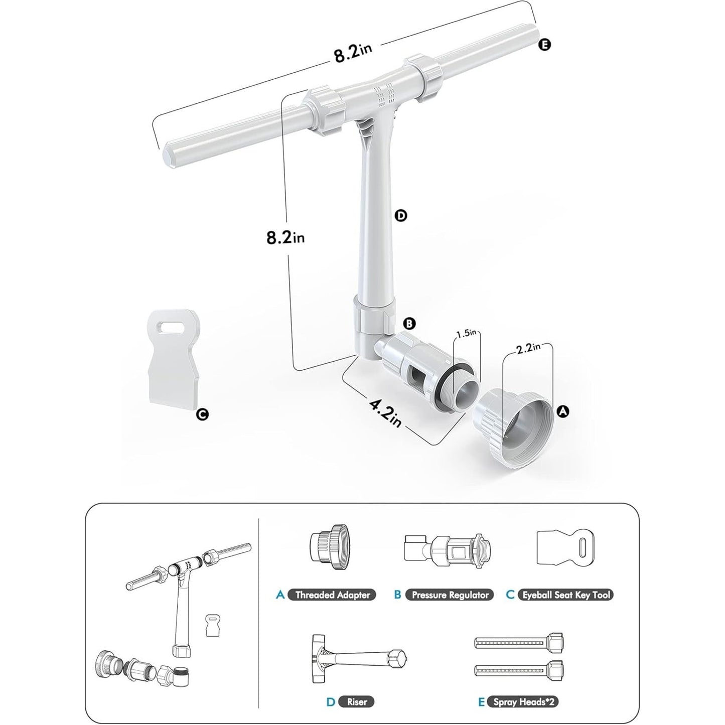 Pool Fountain for above and In-Ground Pools, Dual Spray Pool Waterfall Sprinkler