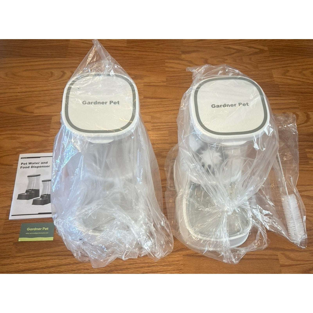 Gardner Pet Dog Automatic Gravity Water & Food Dispenser Set w/ Stainless Bowls
