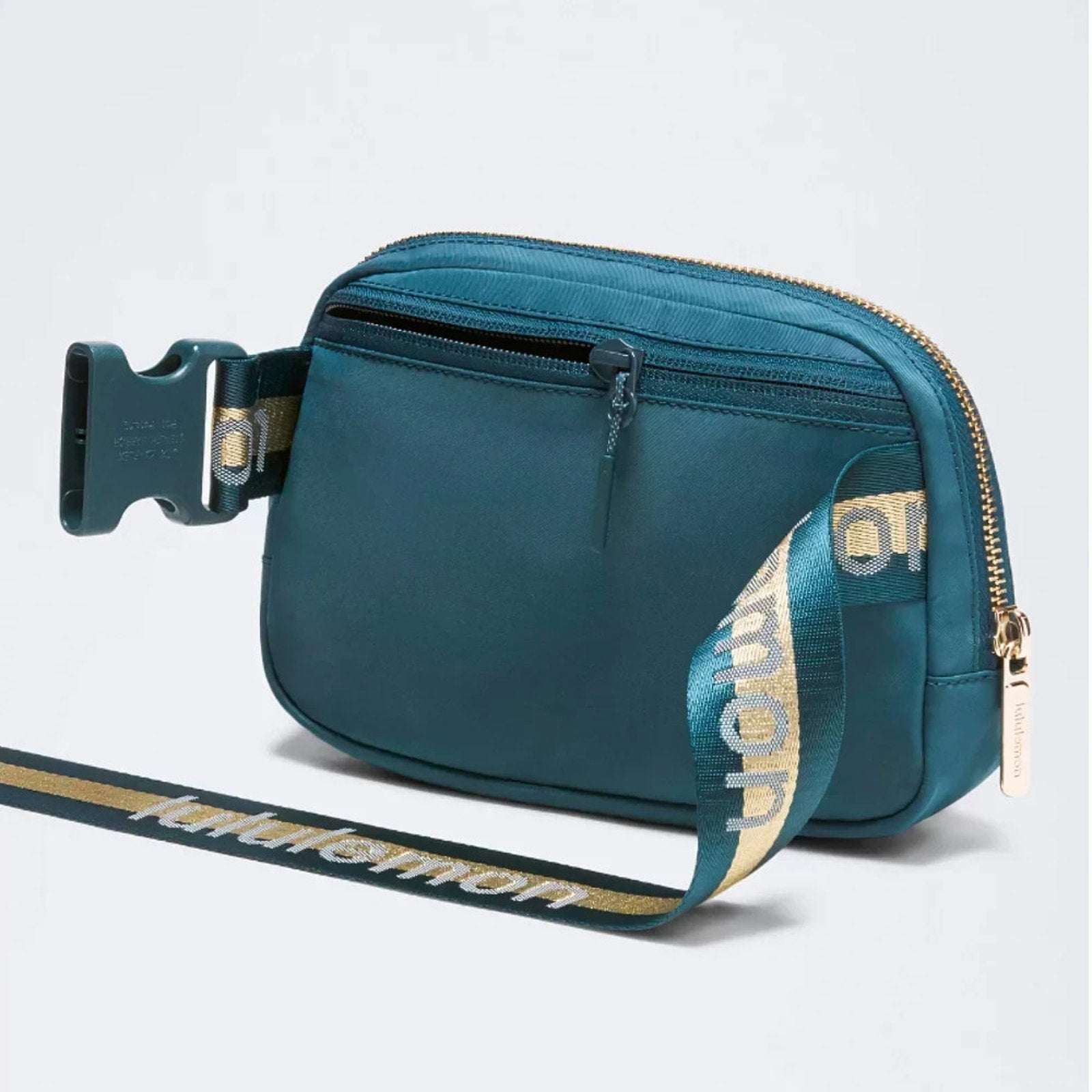 NWT Lululemon Everywhere Belt Bag 1L Teal/Gold Wordmark Crossbody Waist Pack