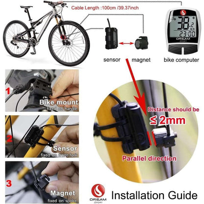 DREAM SPORT Bike Computer 16-Function Waterproof Bicycle Speedometer & Odometer