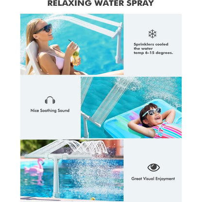 Pool Fountain for above and In-Ground Pools, Dual Spray Pool Waterfall Sprinkler