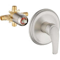SHAMANDA Brushed Nickel Wall Mount Single Handle Lever Trim Kit w Rough-In Valve