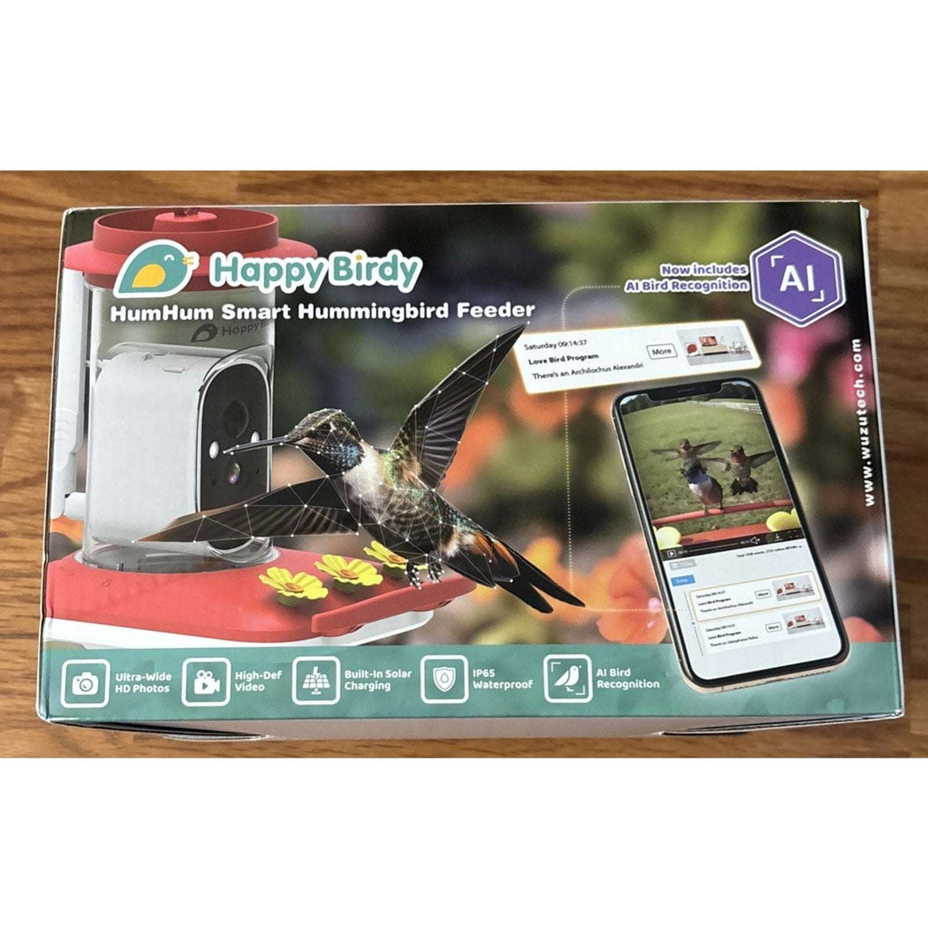 AI Smart Hummingbird Feeder Solar Camera w/ Video 160° Motion Sensor Nightvision