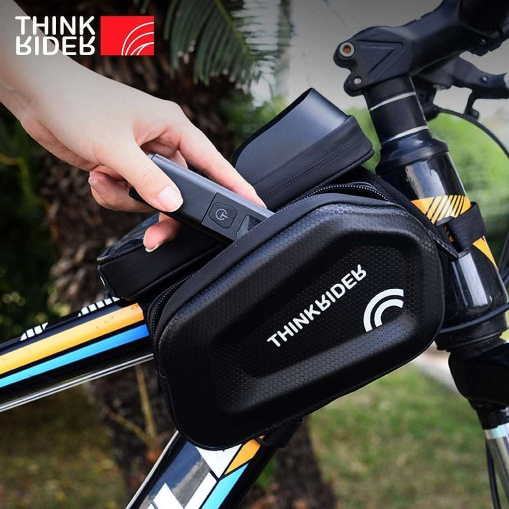 ThinkRider 3Pocket Top Tube Frame Mount Bike Bag Waterproof Cycling Phone Holder