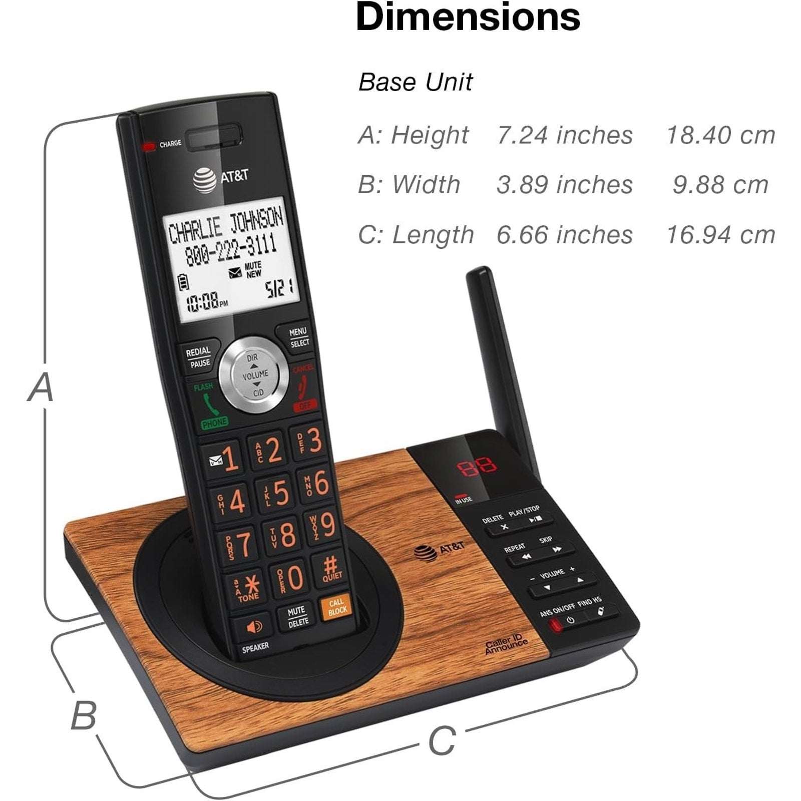 CL82167 DECT 6.0 Cordless Phone w/ Answering Machine, Call ID/Block Wood Grain