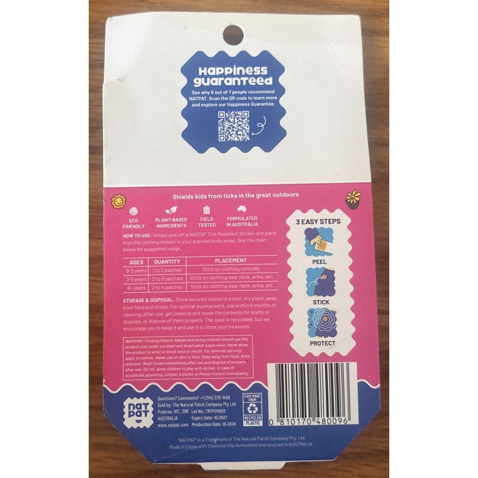 2Pk NatPat Trail Patch Tick Repellent Non-Toxic for Kids & Adults - 48 stickers