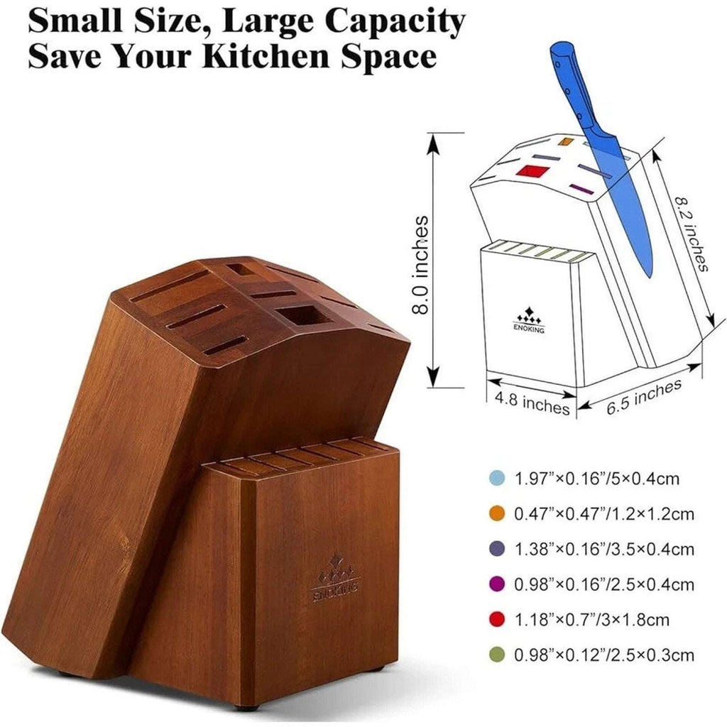 ENOKING Acacia Wood 15-Slot Universal Knife Block Knife Holder