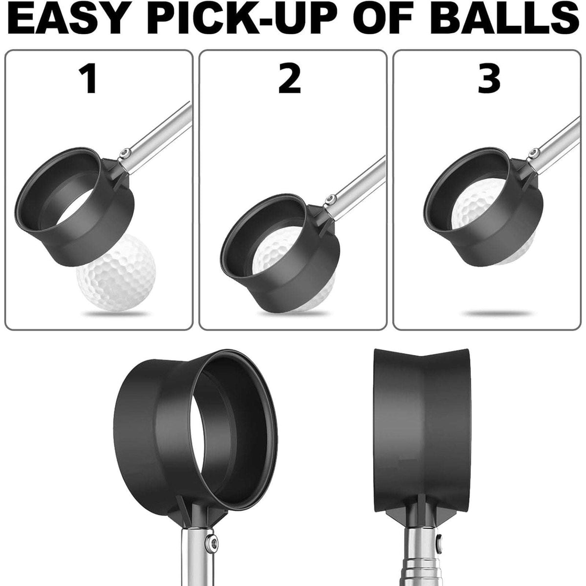 JKL 9Ft Two-Sided Telescopic Golf Ball Retriever for Water Stainless Steel Shaft