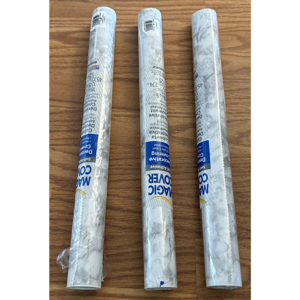 3 Rolls MAGIC COVER Shelf Drawer Liner 18"x9' Gray White Mable Granite Look
